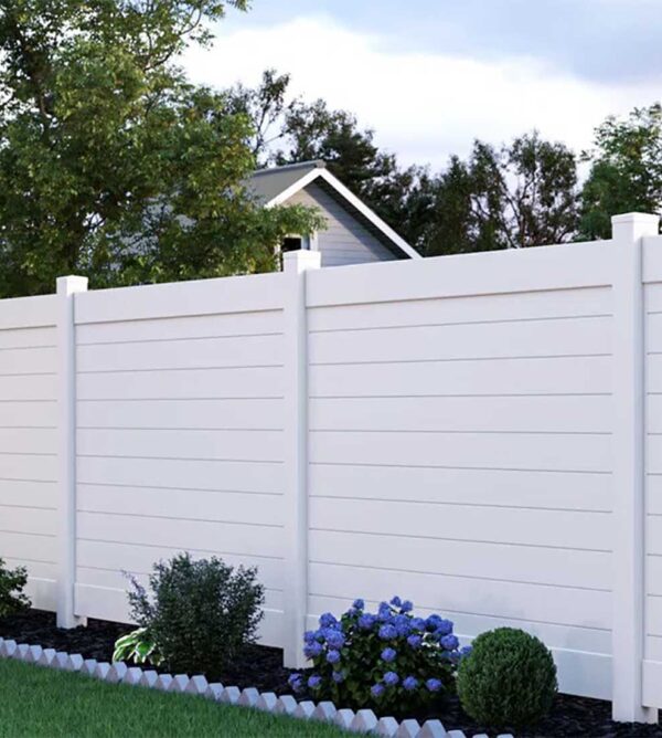 Horizontal-White-Vinyl-Fence-Panels-White Vinyl Fence Panels-Vinyl Fence Panels installed in Oakville