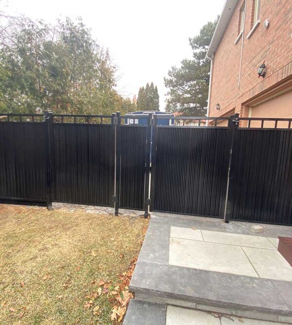 Aluminum Corrugated Privacy Fence Panels-Aluminum Corrugated Fence Panels-Aluminum Fence Panels installed in Mississauga