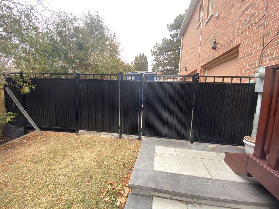 Aluminum Corrugated Privacy Fence Panels-Aluminum Corrugated Fence Panels-Aluminum Fence Panels installed in Mississauga