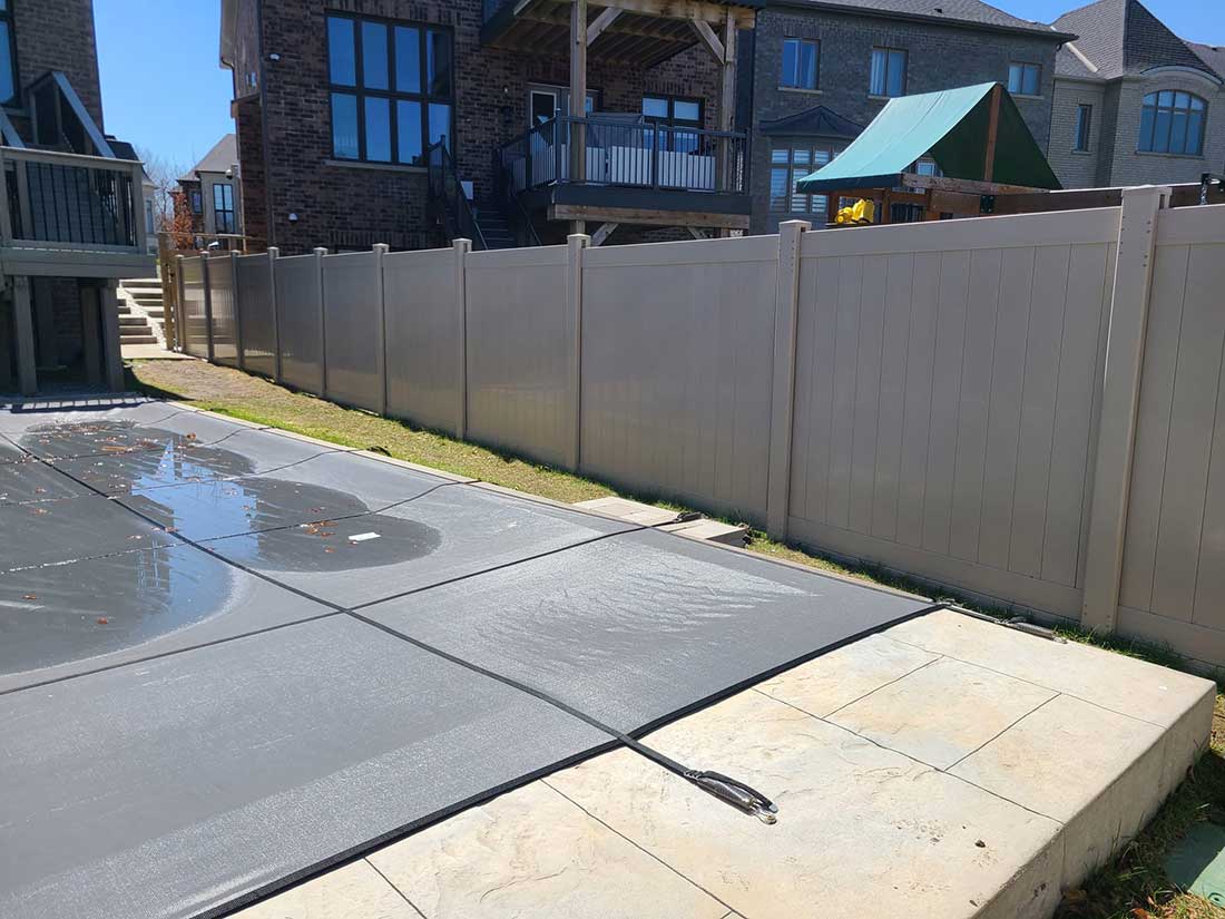 Tan Vinyl Fence Panels-Vinyl Fence-Vinyl Privacy Fence Installed in Vaughan