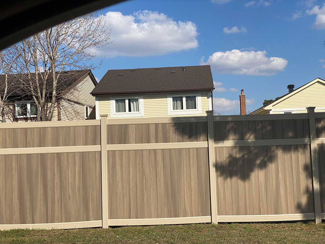 Taupe or teak Vinyl Fence Panels-Vinyl Fence-Vinyl Privacy Fence Installed in Burlington