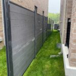 Aluminum Vinyl Fence Panels-Grey Vinyl Fence with Aluminum Post and Aluminum Frame installed in Markham
