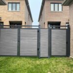 Aluminum Vinyl Fence and Vinyl Gates-Grey Vinyl Fence with Aluminum Post and Aluminum Frame installed in Markham