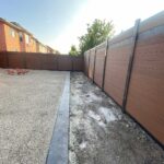 Composite Fence-Composite Woodgrain Privacy Fence with Latice Installed in Brampton