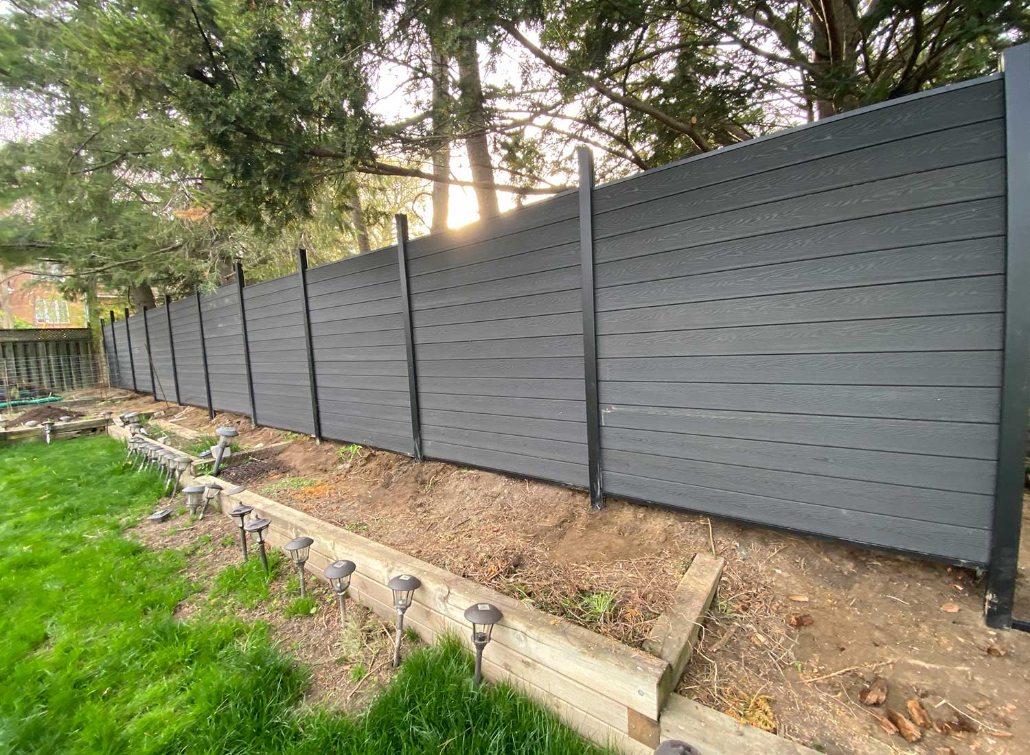 Composite Fence Privacy fence- Dark grey Composite Fence-Composite Privacy Fence -Woodgrain Composite Fence installed in Toronto