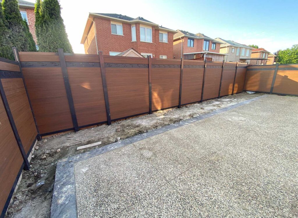 Composite Fence-Woodgrain Privacy Composite Fence with Latice Installed in Brampton