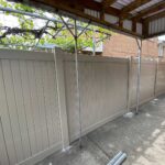 Vinyl Fence on concrete-Vinyl Picket Fence- Tan Vinyl Privacy Fence-Pvc Fence-Plastic Fence installed in North York